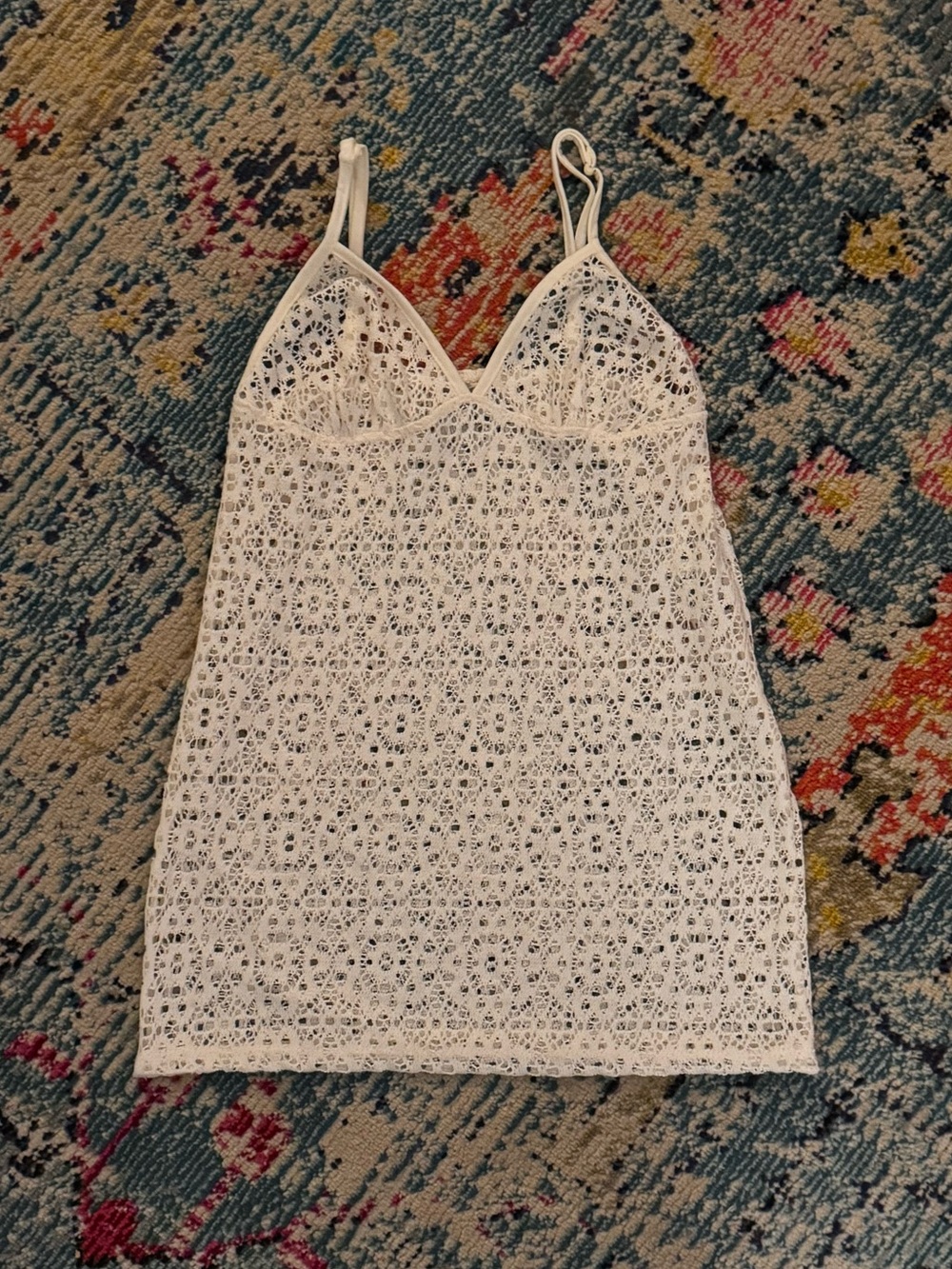 White Lace Slip Dress / Beach Cover